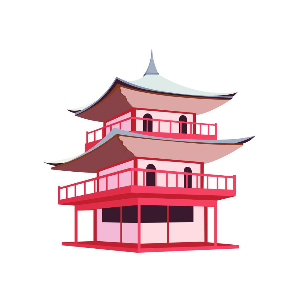 Japanse pagode egale kleur vector-object vector