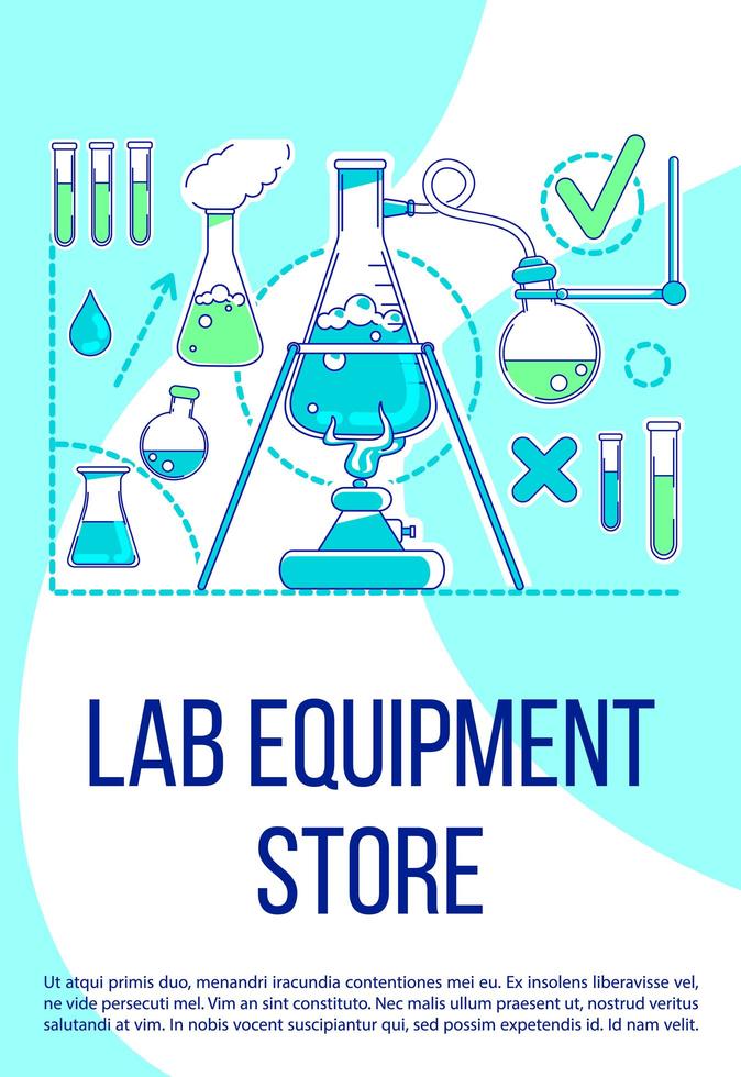 lab apparatuur winkel poster platte silhouet vector sjabloon