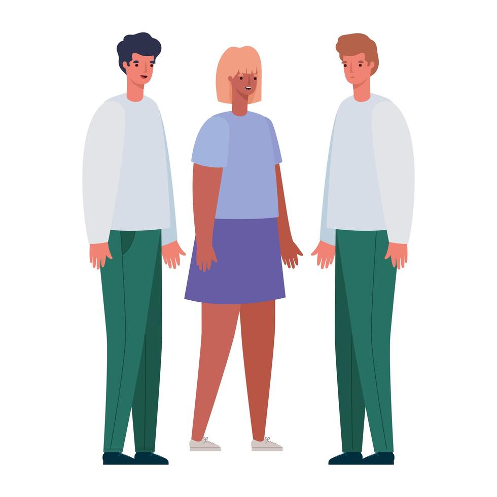 vrouw en mannen avatars tekenfilms vector ontwerp