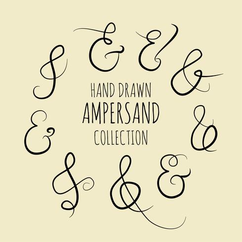 Hand getrokken Ampersand-collectie vector