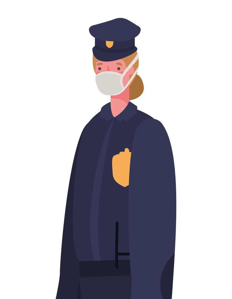 vrouwelijke politie met masker vector ontwerp