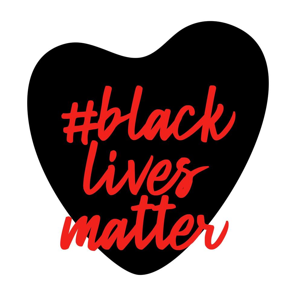 zwarte levens zijn belangrijk. hart vorm. Nee tegen racisme. politiegeweld. stop geweld. platte vectorillustratie voor banners, posters en sociale netwerken vector