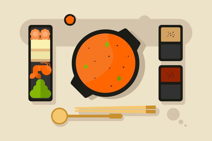 Hotpot- en ingrediëntenvectoren vector