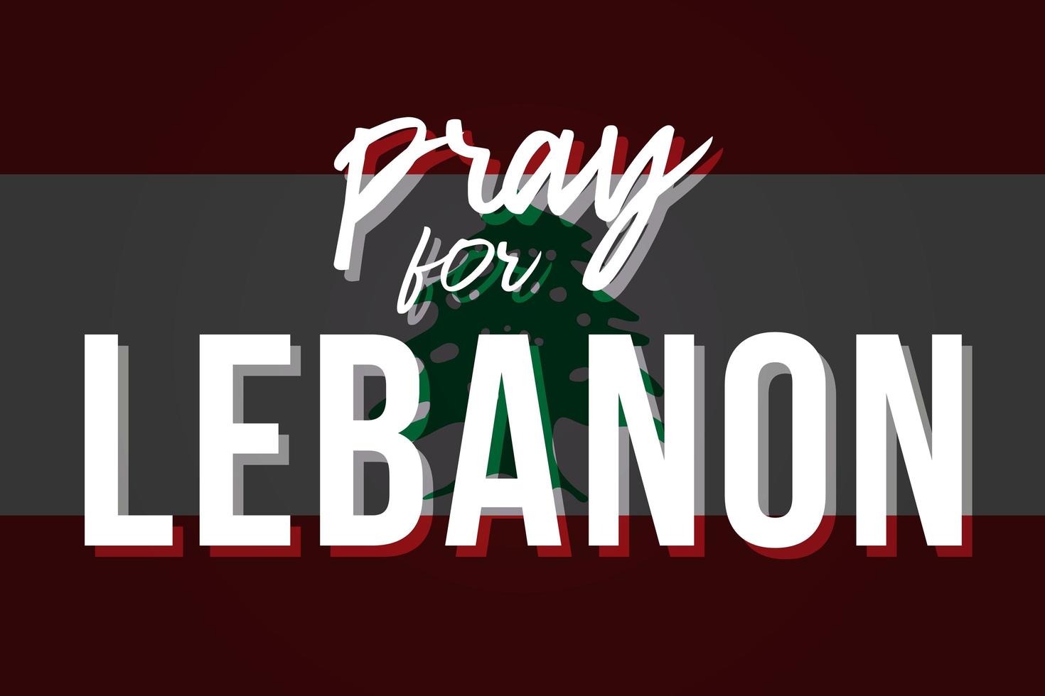 gestileerde vlag van libanon met de inscriptie bid voor libanon. tragedie in Beiroet. achtergrond gewijd aan krachtige explosies in Beiroet. vector illustratie.