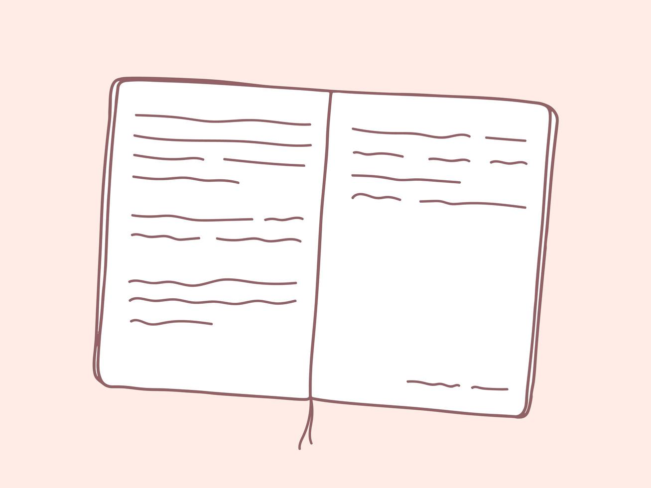 open boek. vector hand getrokken illustratie van open boek met tekst in doodle stijl