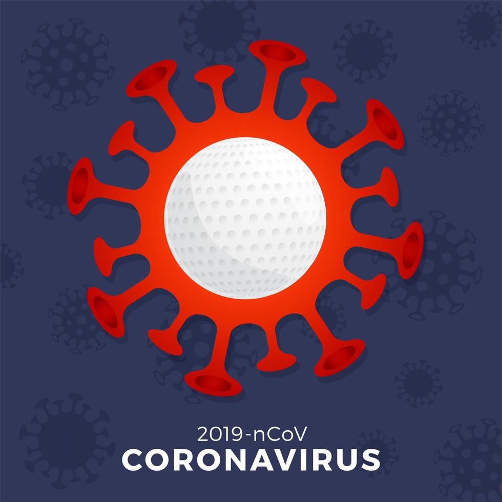 golf vector teken voorzichtigheid coronavirus. stop de uitbraak van covid-19. gevaar voor coronavirus en risico voor de volksgezondheid ziekte en griepuitbraak. annulering van sportevenementen en wedstrijden concept