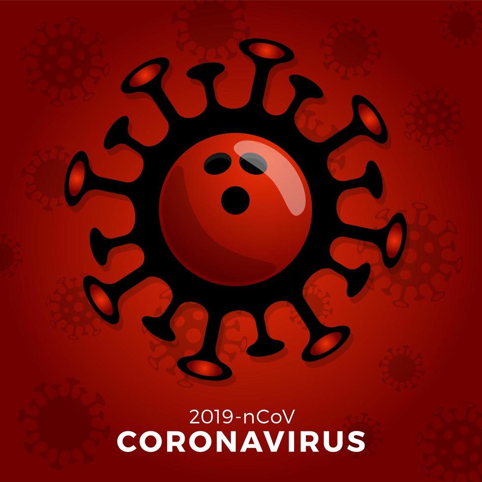 bowlingbal vector teken voorzichtigheid coronavirus. stop de uitbraak van covid-19. gevaar voor coronavirus en risico voor de volksgezondheid ziekte en griepuitbraak. annulering van sportevenementen en wedstrijden concept