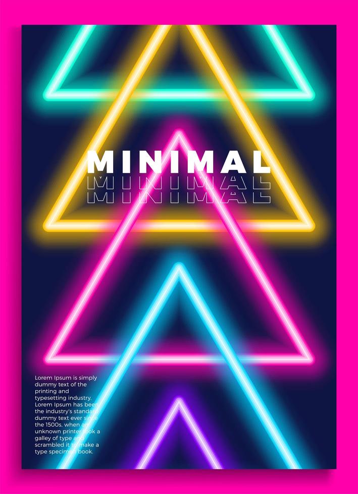 neon poster, retro design, sci-fi patroon uit de jaren 80, futuristische achtergrond. flyer sjabloon. vormen, beweging, abstracte, geometrische vectorillustratie voor uitnodiging voor muziekfeest, minimalistische banner, afdrukken uit 1980. vector