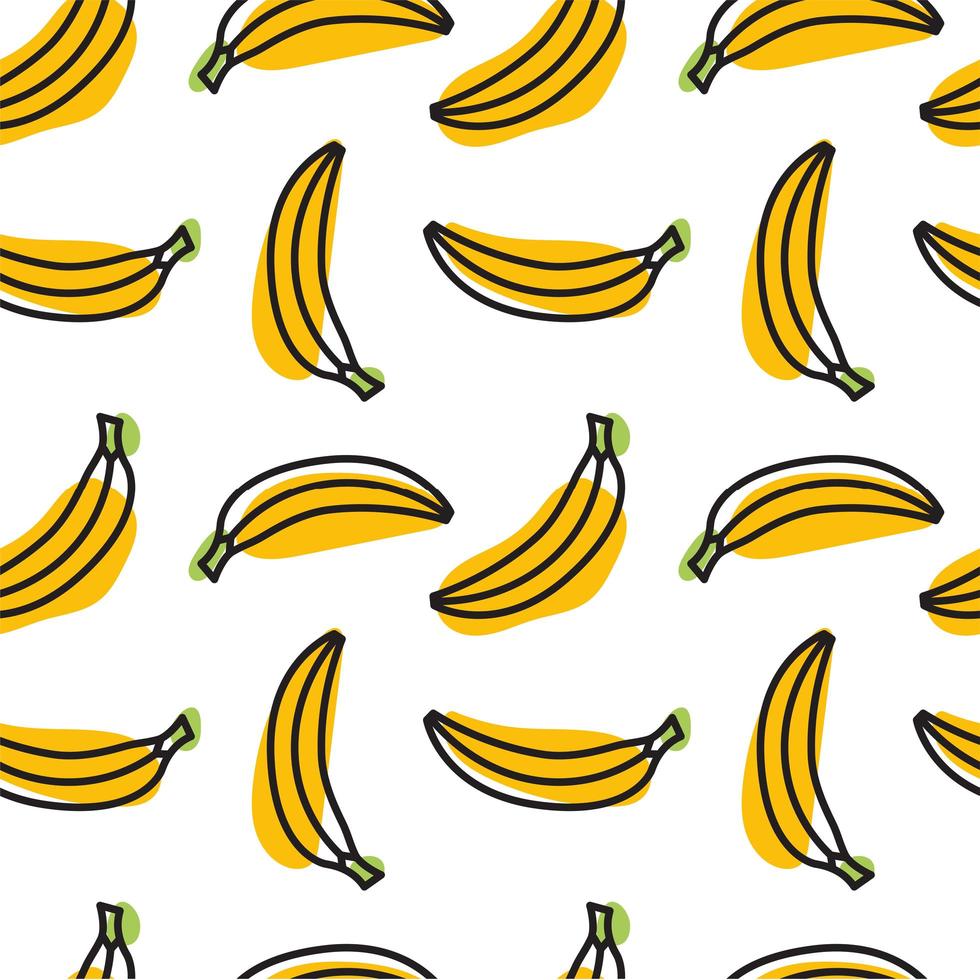 schattige hand getrokken bananen op een witte achtergrond. vector naadloze patroon.