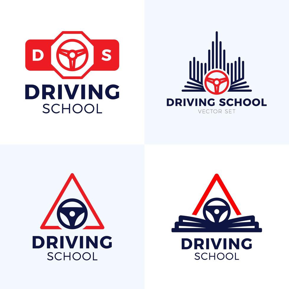 rijschool vector logo. auto wiel met verkeersbord logo ontwerp. opleiding, voertuig, transport en transport, vectorontwerp en illustratie