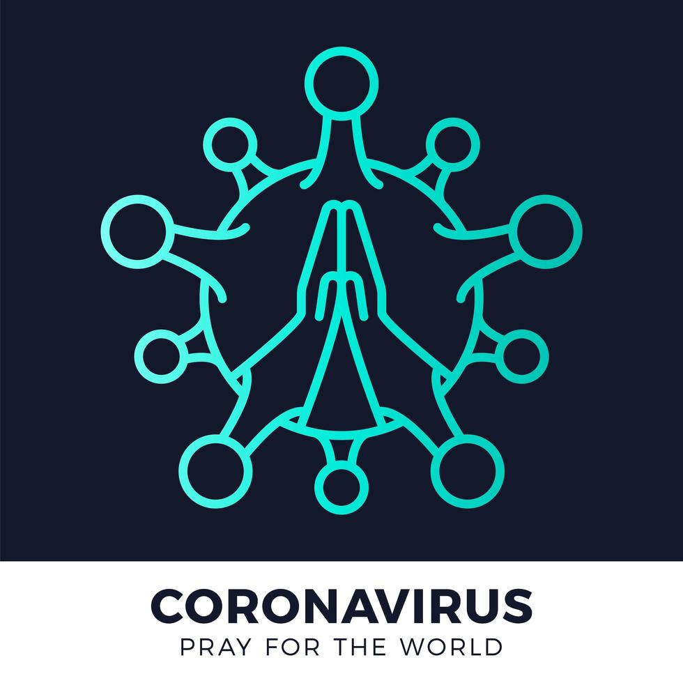 bid voor het concept van het wereldcoronavirus met handen vectorillustratie. tijd om te bidden coronavirus 2020 covid-19. coronavirus in wuhan vectorillustratie. virus covid 19-ncp. vector