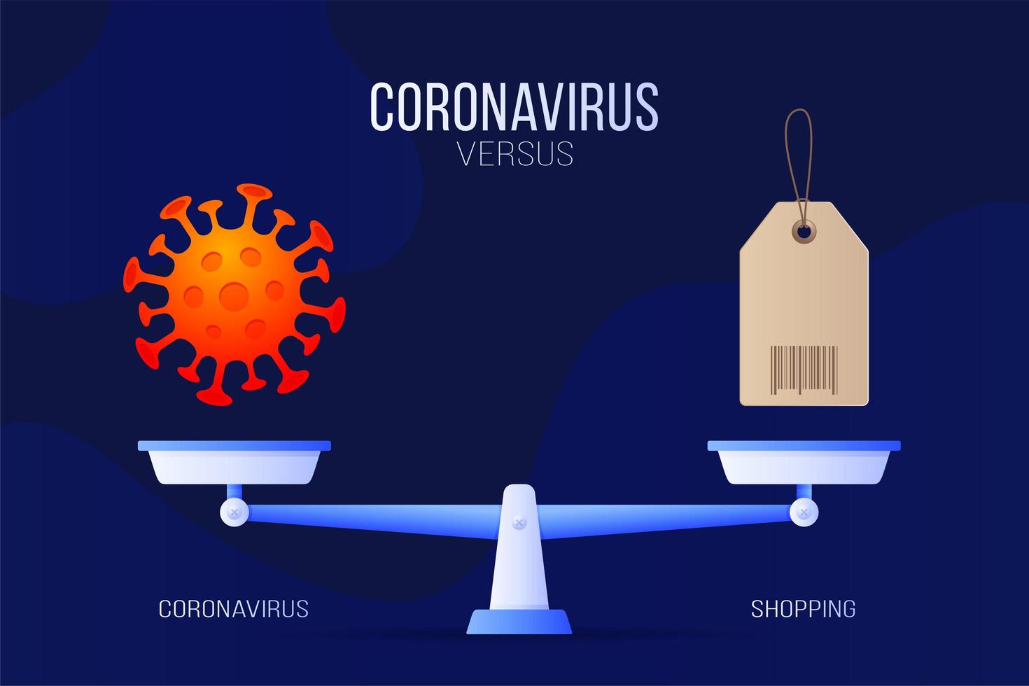 coronavirus of handdesinfecterend middel vectorillustratie. creatief concept van weegschaal en versus, aan de ene kant van de schaal ligt een virus covid-19 en aan de andere kant van het ontsmettingsmiddel. platte vectorillustratie. vector