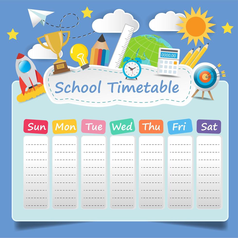 school tijdschema sjabloon vector
