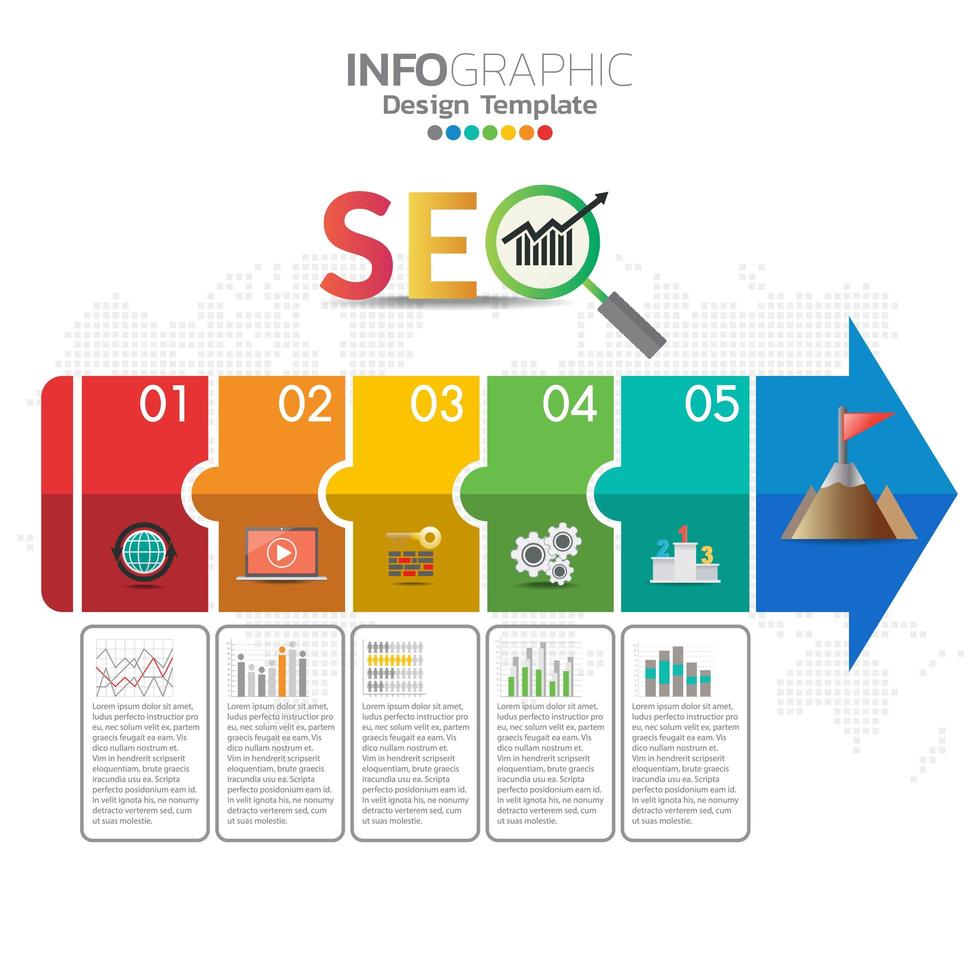infographic concept illustratie van seo infographics met business layout template. vector