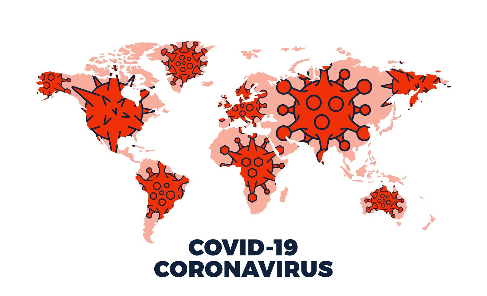 coronavirus covid-19 brengt bevestigde gevallen wereldwijd in kaart vector