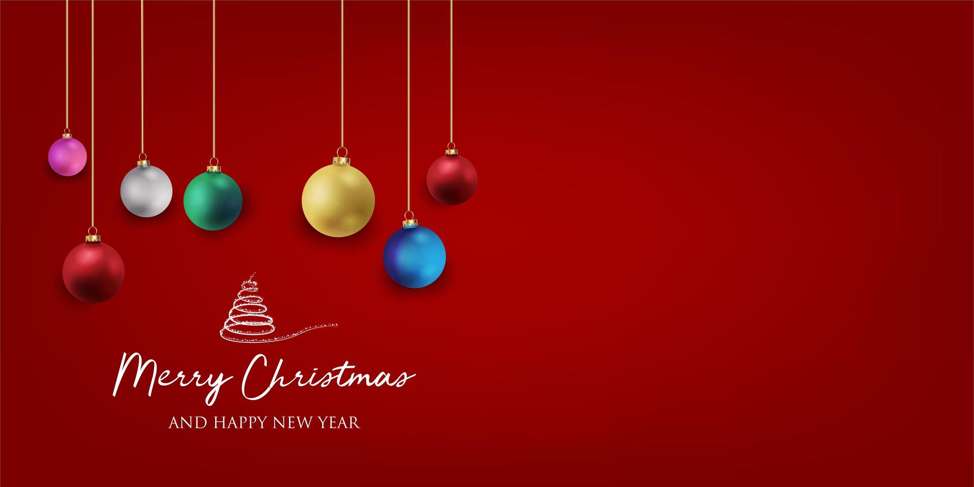 kerst banner met achtergrond en kerst versiert. tekst prettige kerstdagen en gelukkig nieuwjaar. vector
