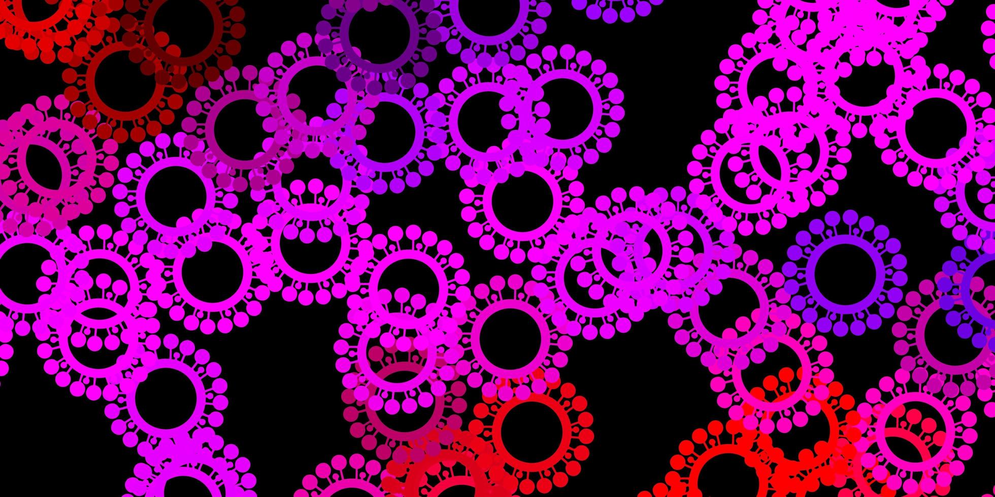 donkerroze, rode vectorachtergrond met virussymbolen vector