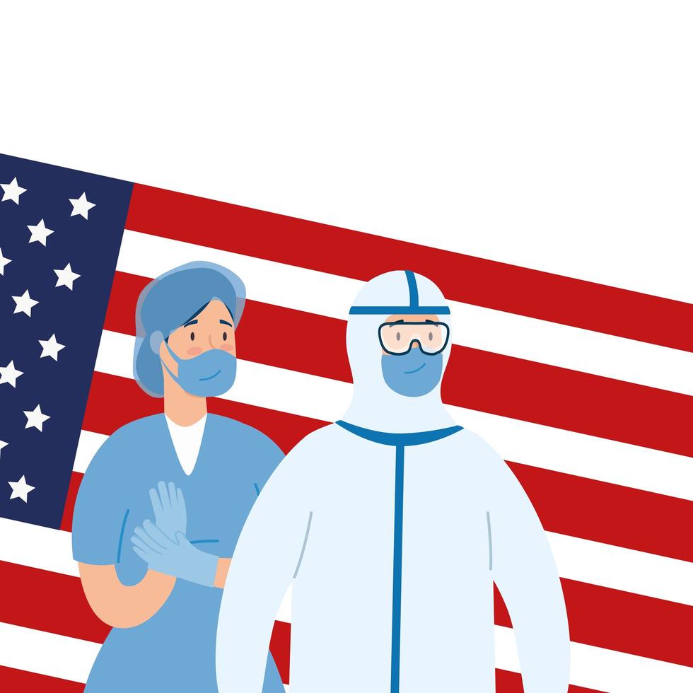 Amerikaanse vlag en coronaviruspreventiecampagne vector