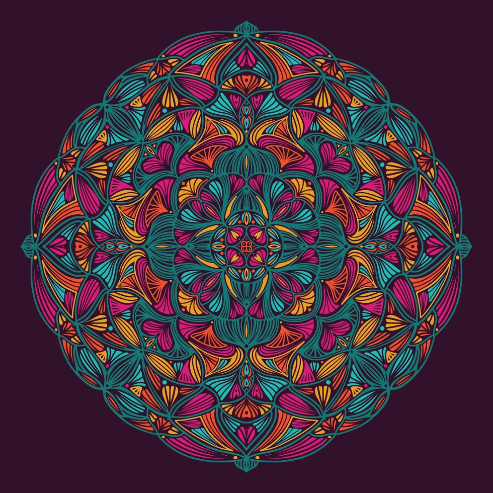 kleurrijke sier bloemen etnische mandala vector