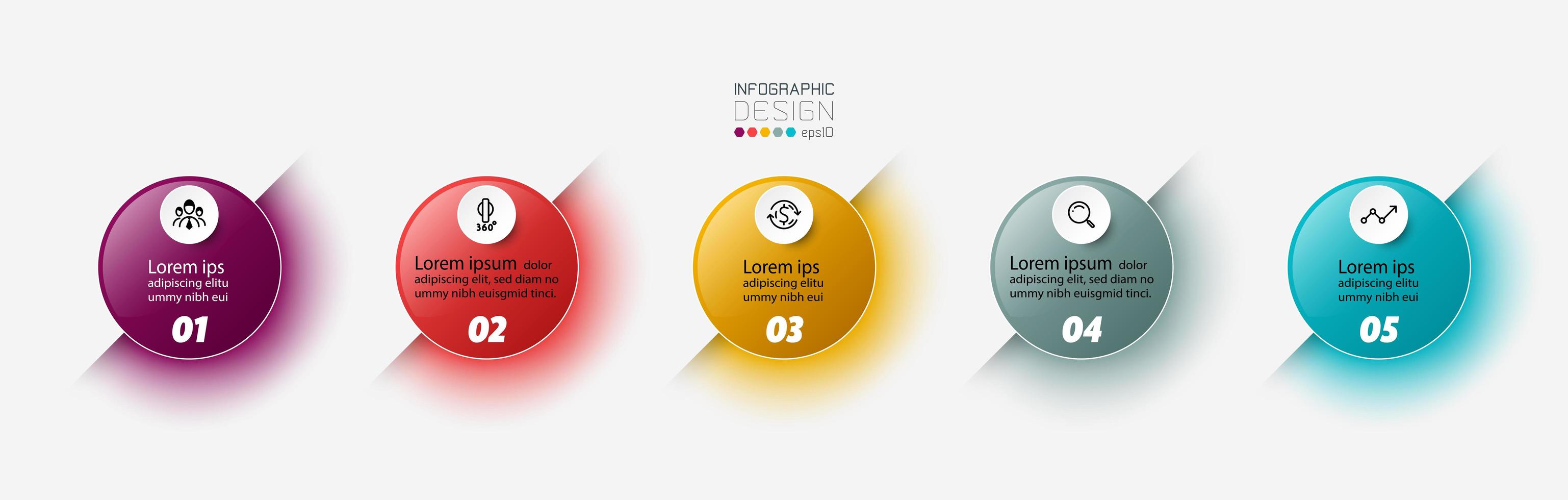 cirkel 5 stappen infographic set vector