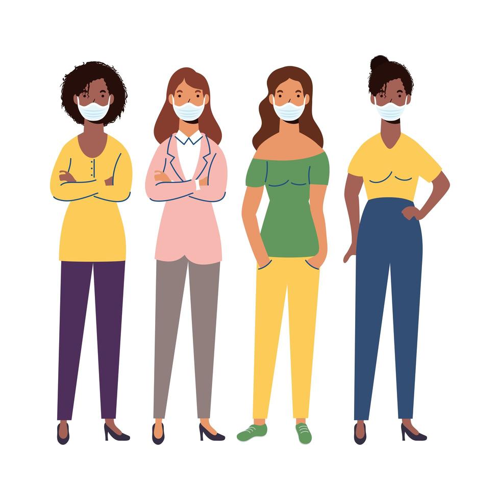 vrouwen met medische maskers vector design