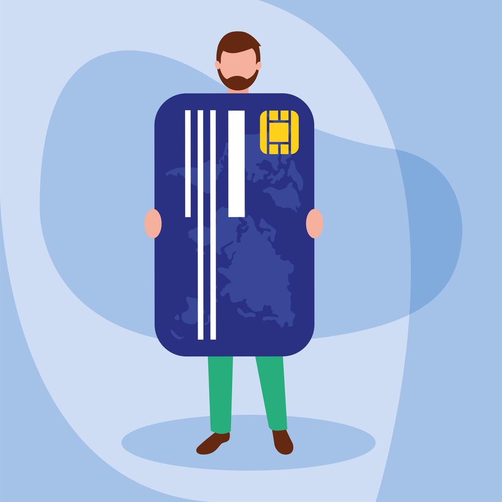 man avatar met creditcard vector ontwerp