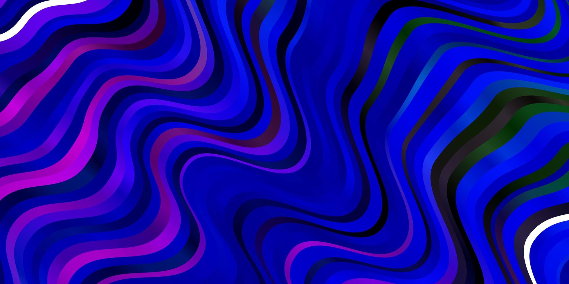donkerroze, blauwe vector sjabloon met gebogen lijnen.