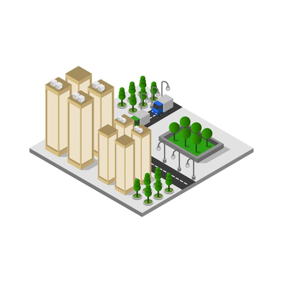 isometrische stad geïllustreerd op witte achtergrond vector