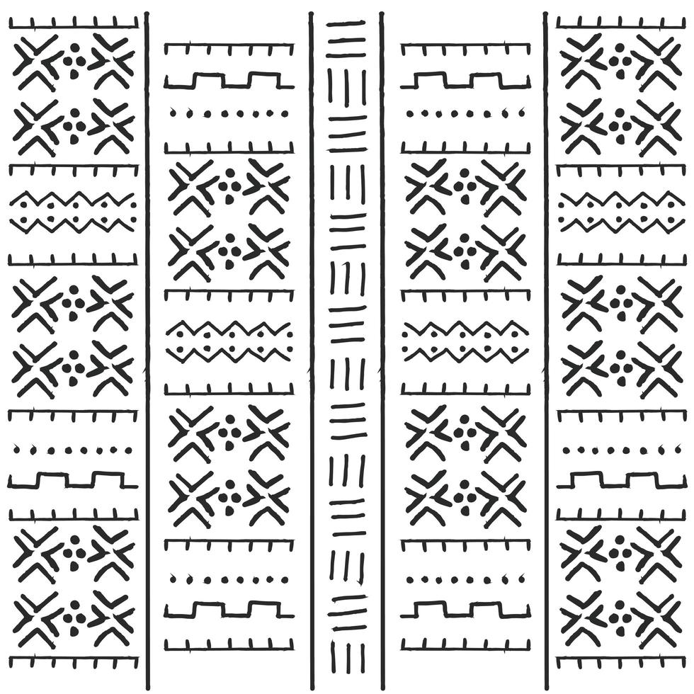 zwart en wit stammen etnisch patroon met geometrische elementen vector