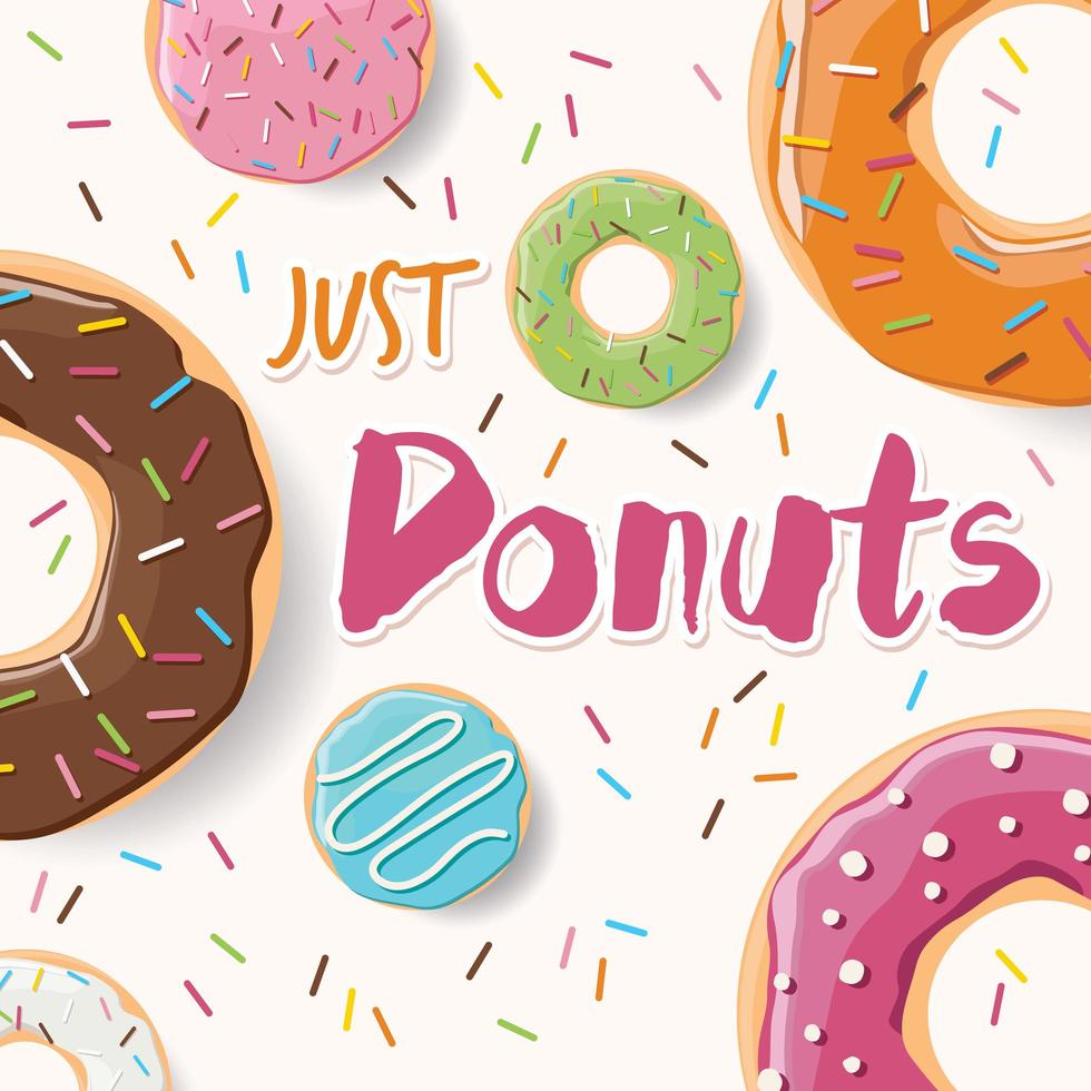 posterontwerp met kleurrijke glanzende smakelijke donuts vector