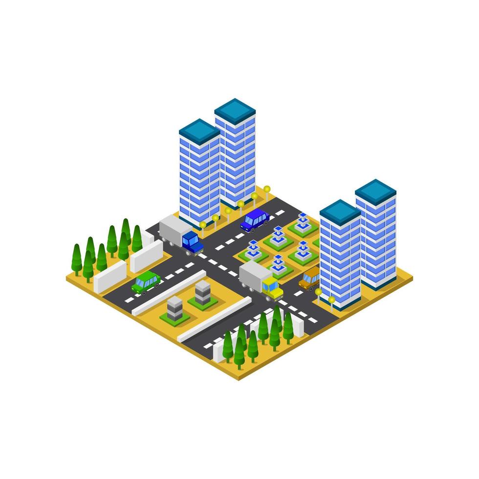 isometrische stad geïllustreerd op witte achtergrond vector