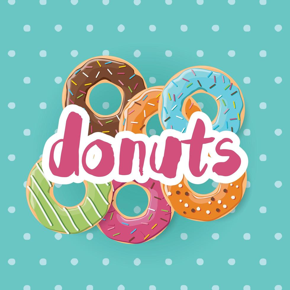 posterontwerp met kleurrijke glanzende smakelijke donuts vector