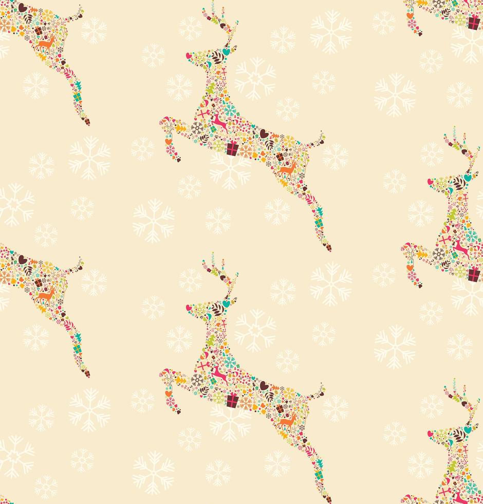 naadloze patroon met decoratieve kerst rendieren met sneeuwvlokken vector