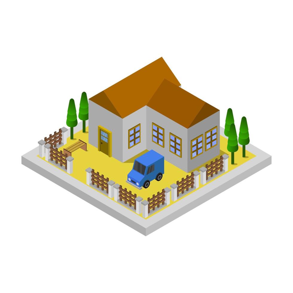 isometrisch huis geïllustreerd op witte achtergrond vector