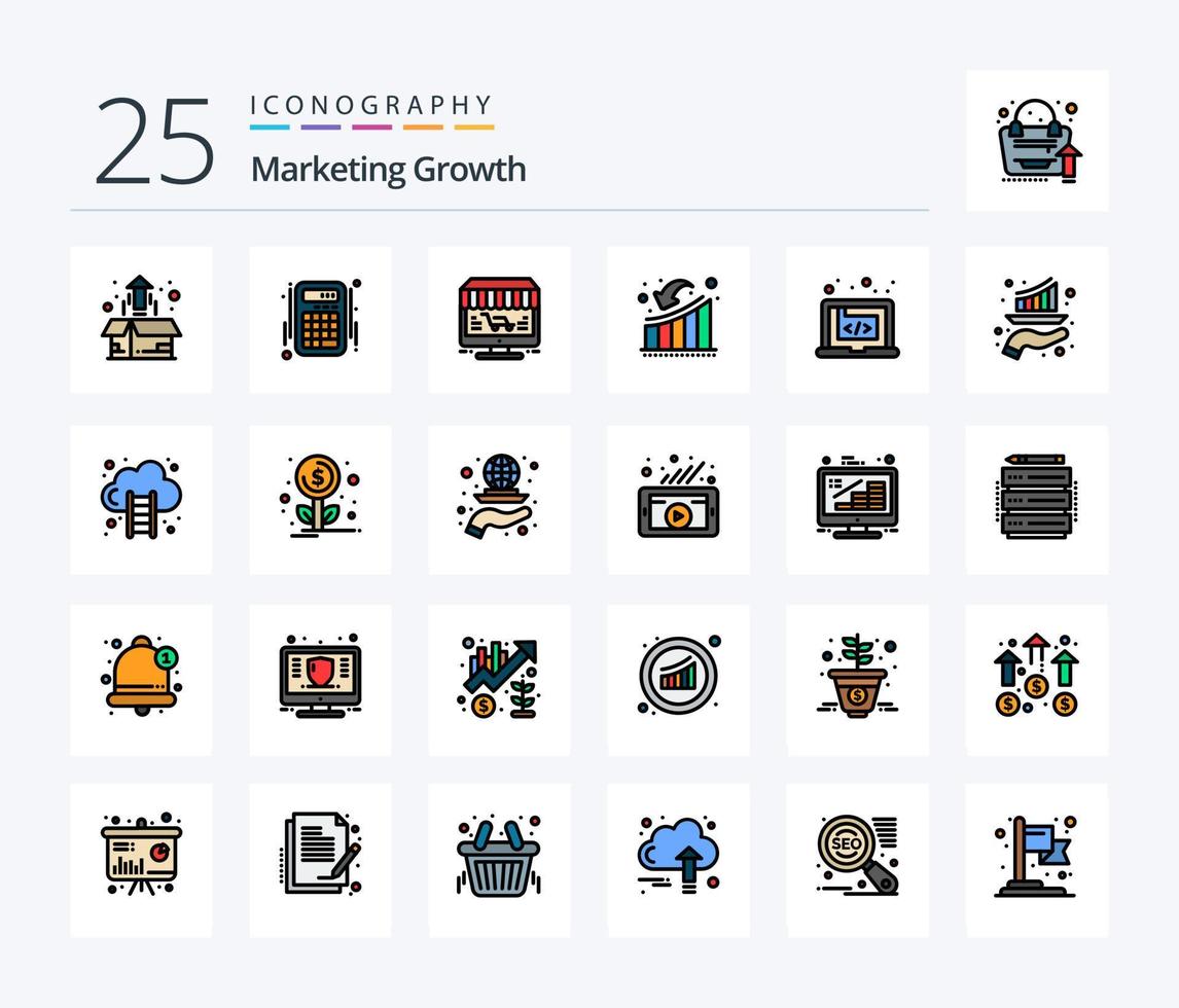 afzet groei 25 lijn gevulde icoon pak inclusief groei. omlaag. rekeningen. zakenman. op te slaan vector