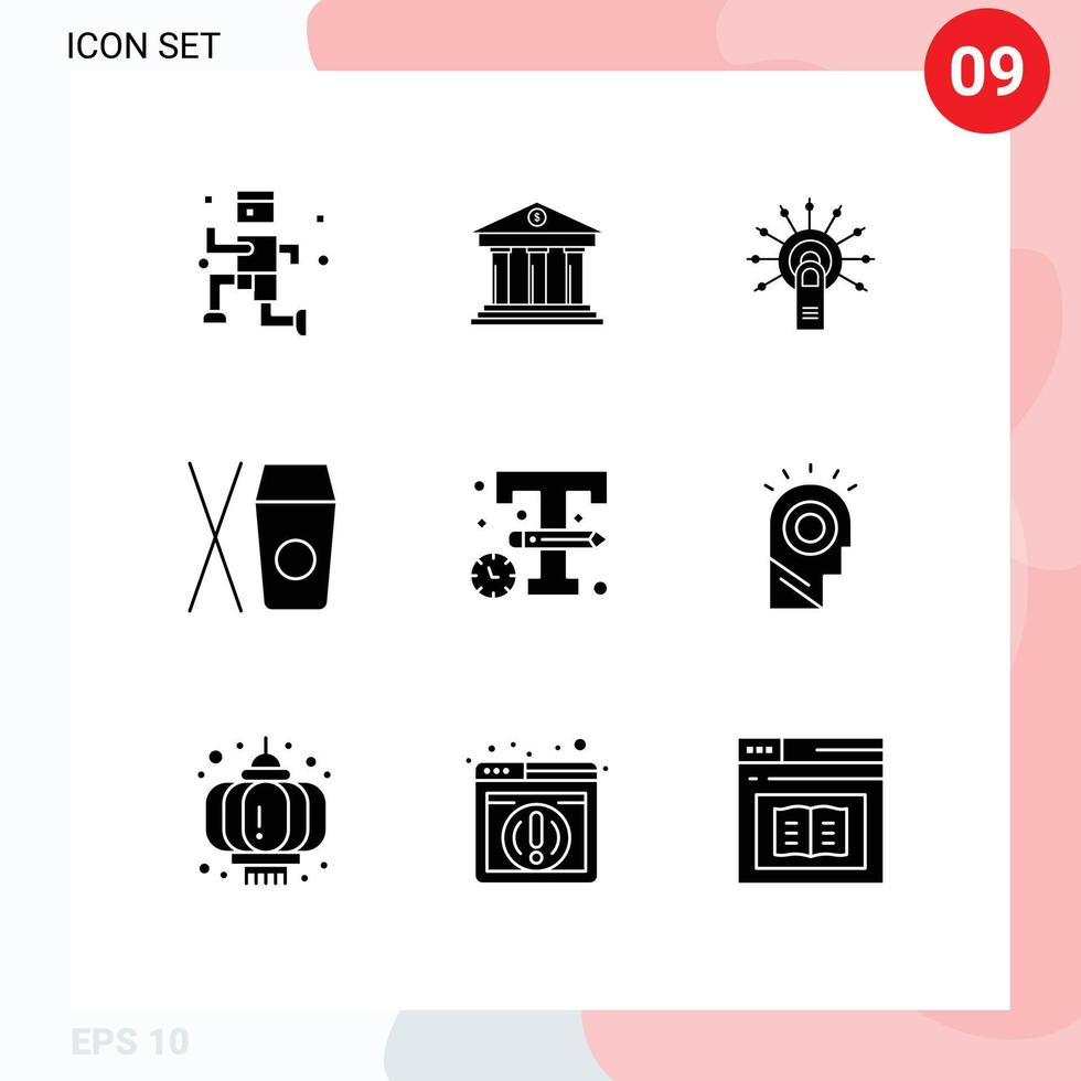 universeel icoon symbolen groep van 9 modern solide glyphs van logo voedsel tintje Chinese tintje hier bewerkbare vector ontwerp elementen