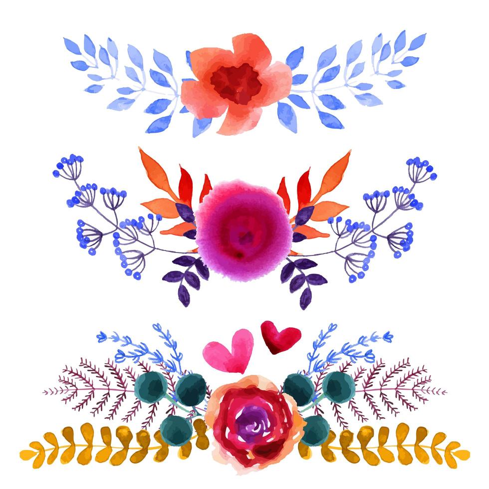 set van prachtige aquarel bloemen vector