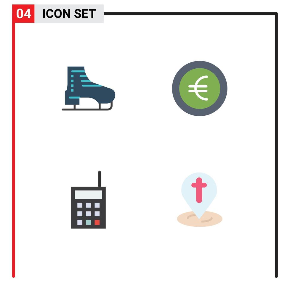 voorraad vector icoon pak van 4 lijn tekens en symbolen voor bagageruimte hardware skates euro talkie bewerkbare vector ontwerp elementen