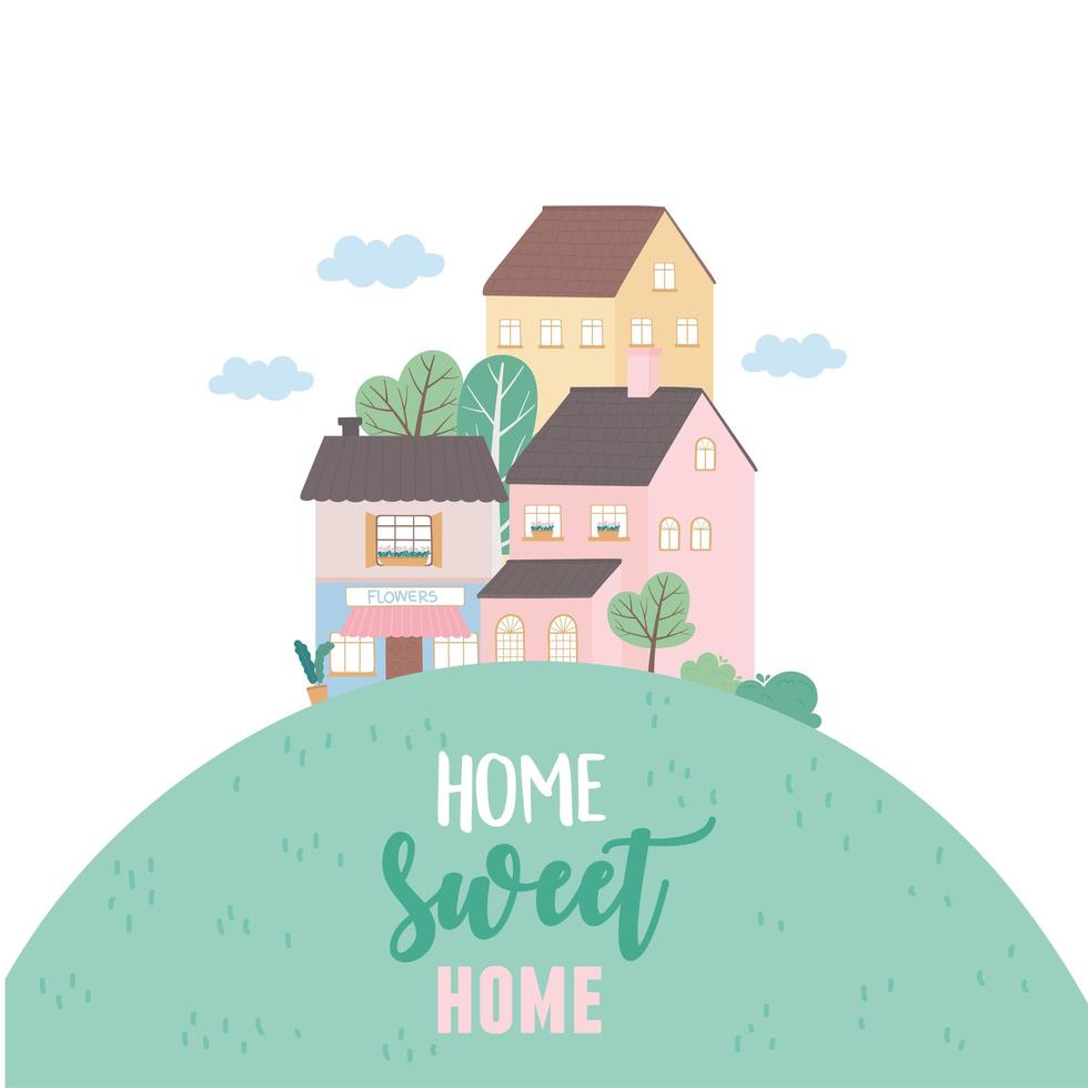 home sweet home, huizen woonwijk stadsarchitectuur buurt straat vector