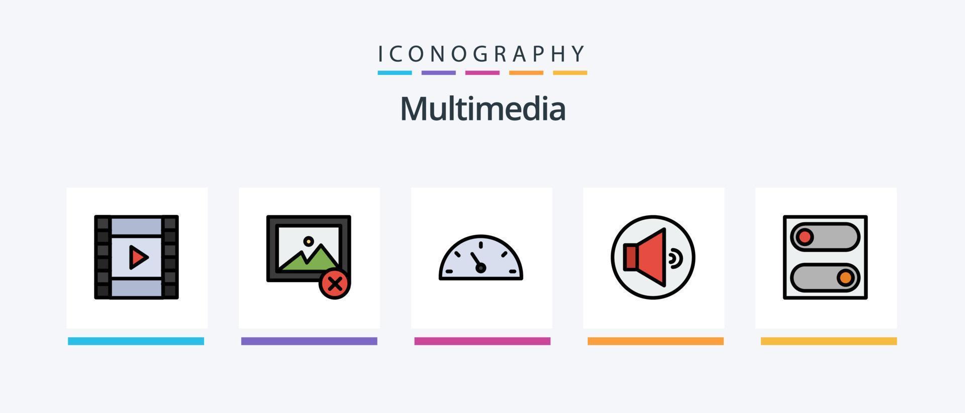 multimedia lijn gevulde 5 icoon pak inclusief . volume.. creatief pictogrammen ontwerp vector