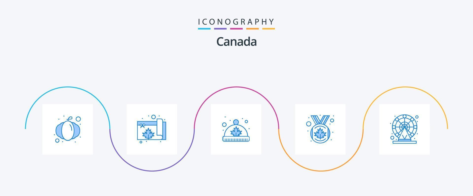 Canada blauw 5 icoon pak inclusief reuzen. Canada blad. Canada. medaille. prijs vector