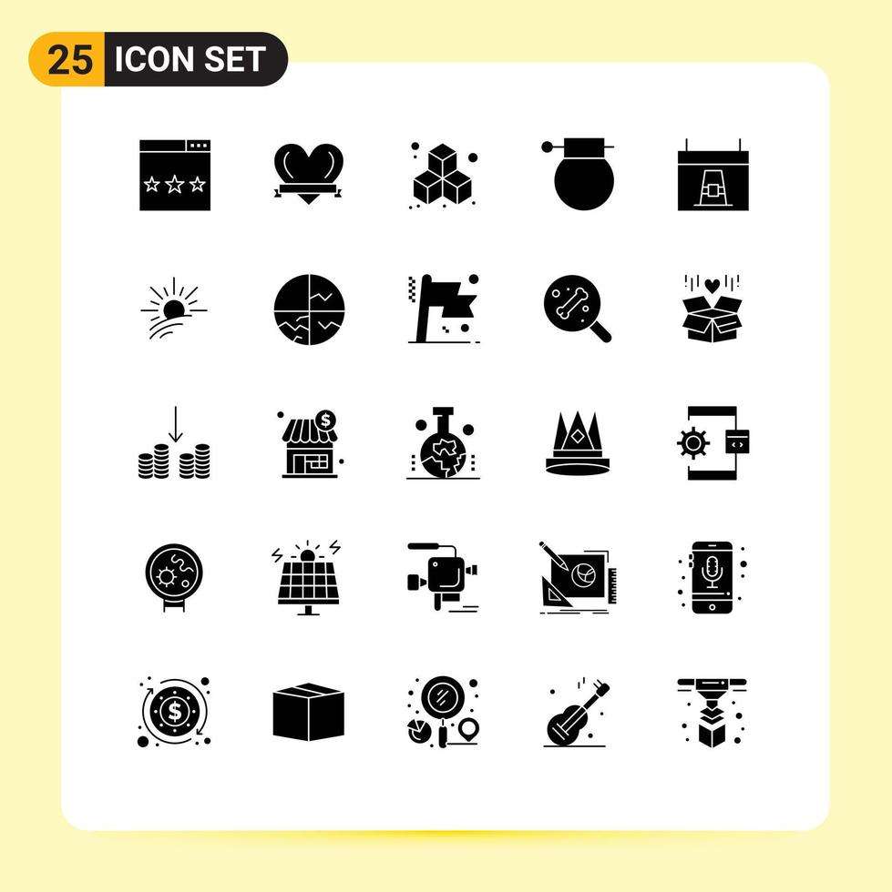 voorraad vector icoon pak van 25 lijn tekens en symbolen voor avondeten kalender doos wapen leger bewerkbare vector ontwerp elementen