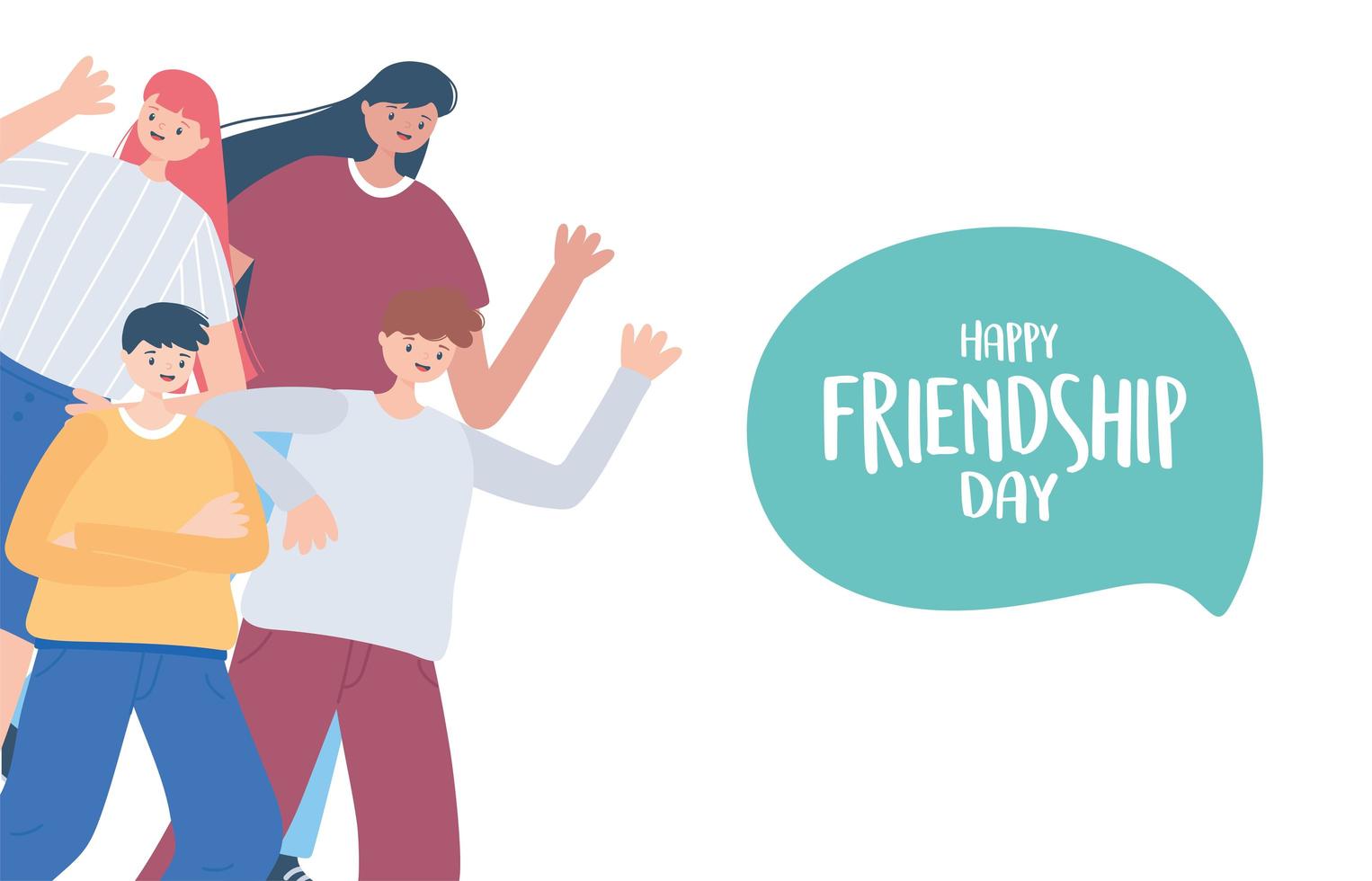 gelukkige vriendschapsdag, diverse vriendengroep mensen speciale gebeurtenisviering vector