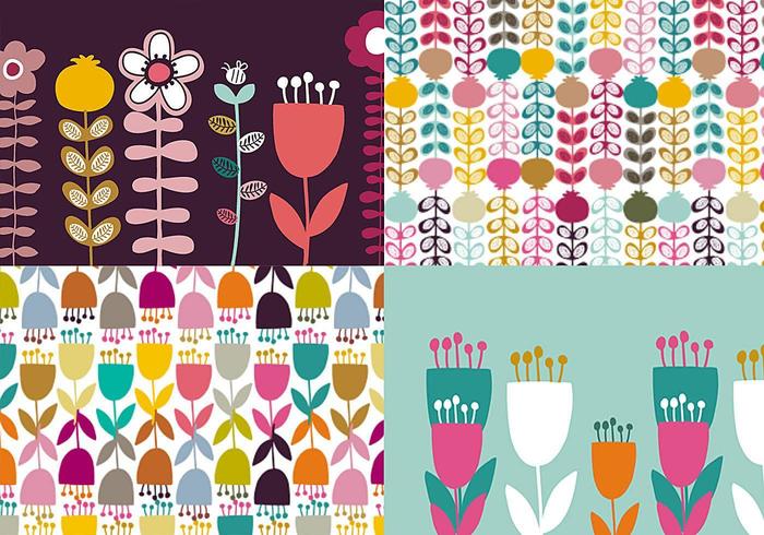 Daisy and Tulip Patterns and Wallpapers vector