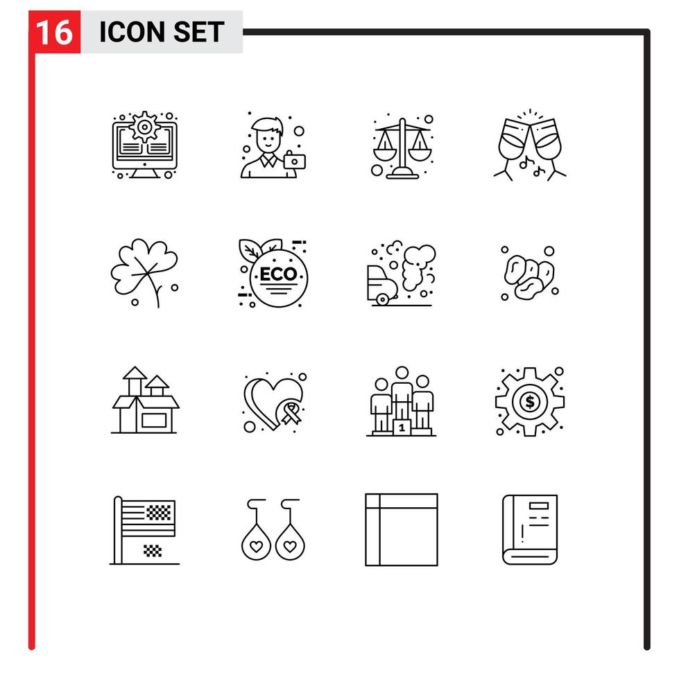 16 gebruiker koppel schets pak van modern tekens en symbolen van bloem anemoon portret muziek- glas bewerkbare vector ontwerp elementen