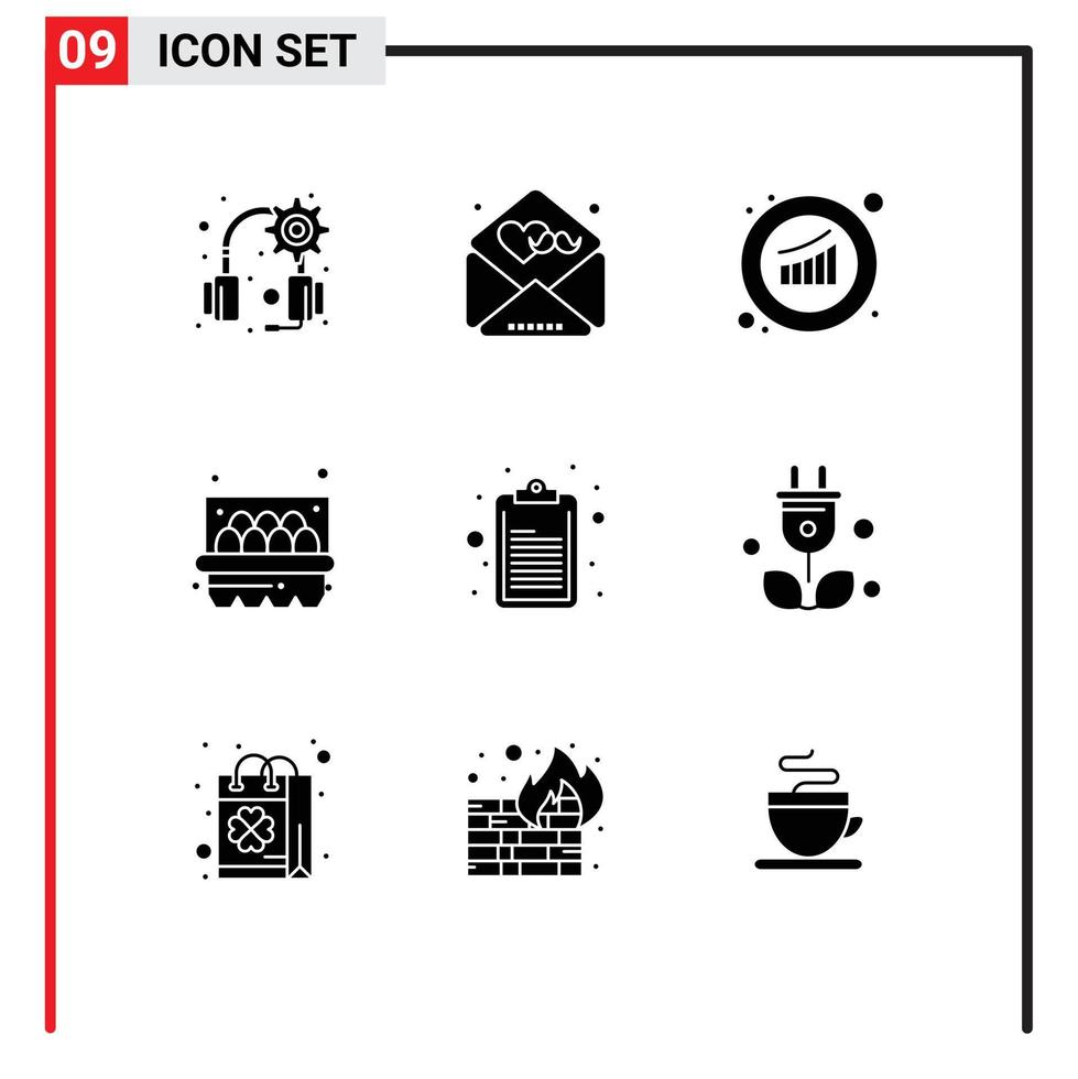 reeks van 9 modern ui pictogrammen symbolen tekens voor Notitie checklist groei ei mand bewerkbare vector ontwerp elementen