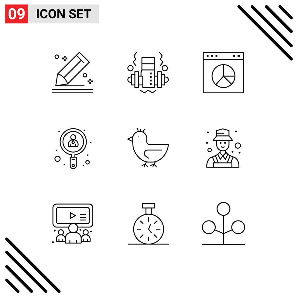 pictogram reeks van 9 gemakkelijk contouren van gans baan bedrijf gebruiker werknemer bewerkbare vector ontwerp elementen