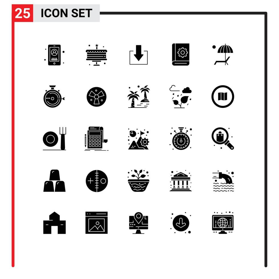 universeel icoon symbolen groep van 25 modern solide glyphs van bank bankje naar beneden onderhoud helpen bewerkbare vector ontwerp elementen