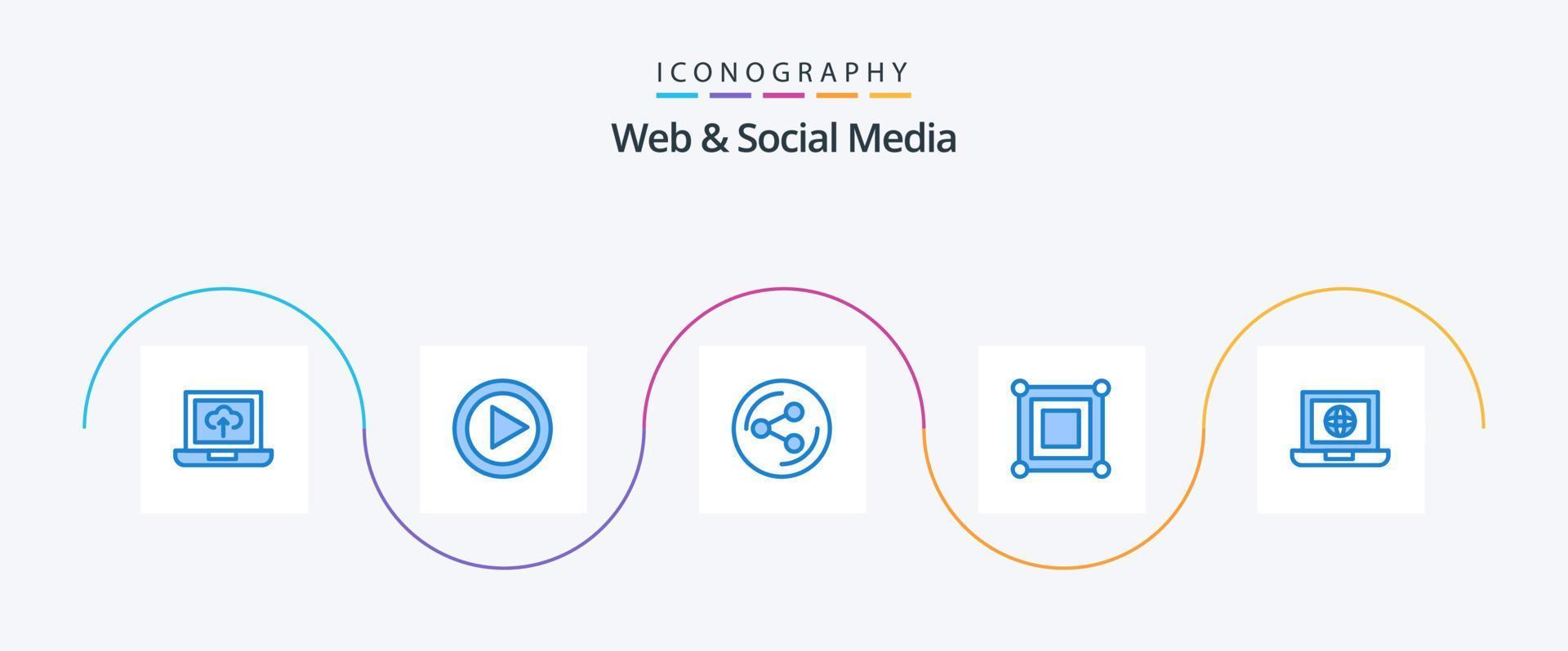 web en sociaal media blauw 5 icoon pak inclusief . wereldbol. sociaal. wereld. doos vector