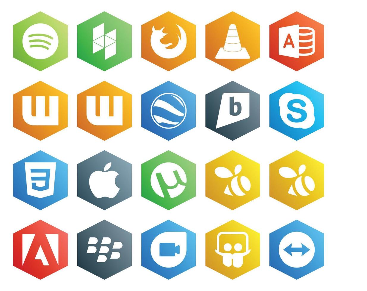 20 sociaal media icoon pak inclusief Adobe utorrent wattpad appel babbelen vector